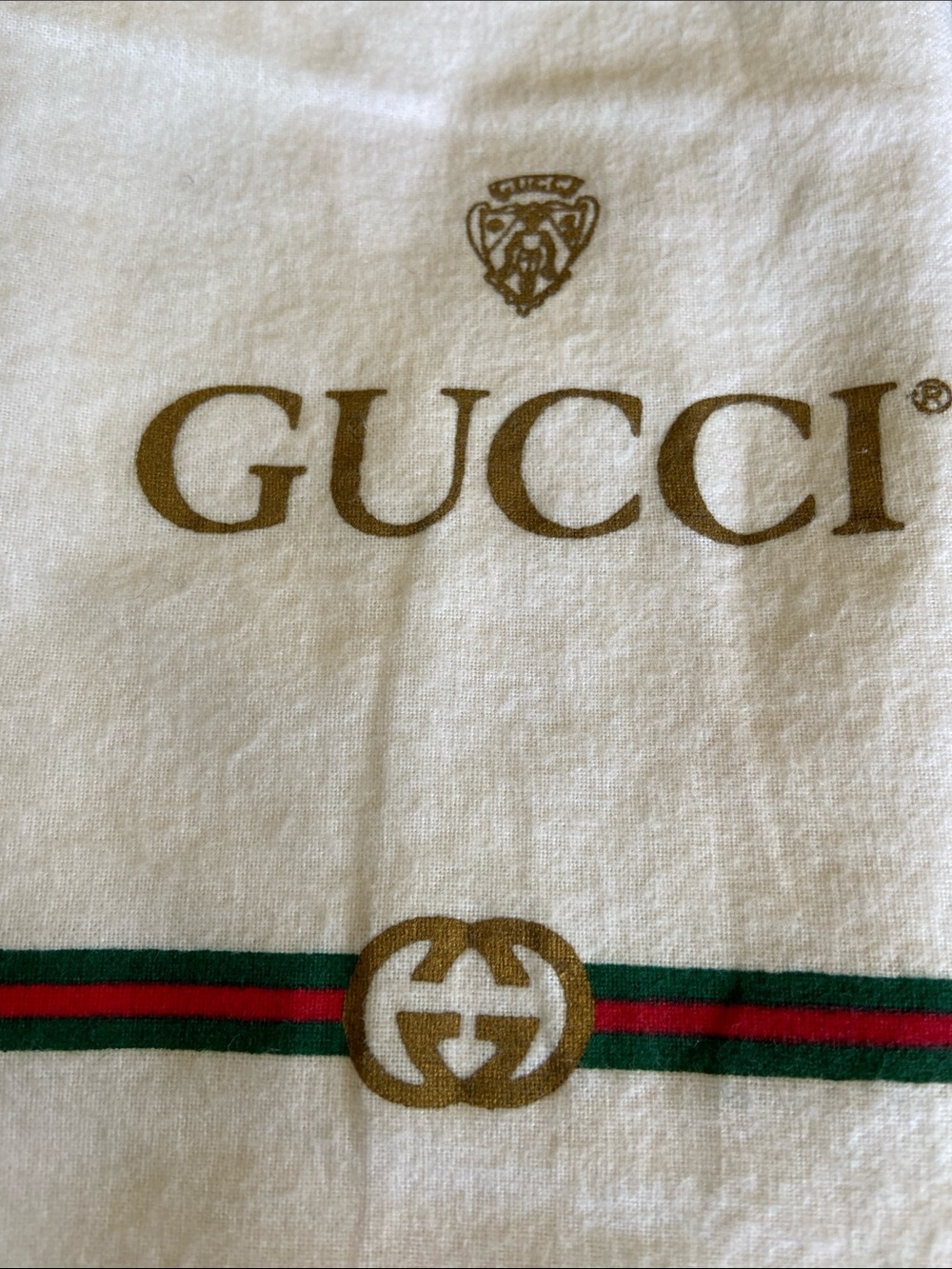 Gucci White Dust Bag with Green and Red Stripe